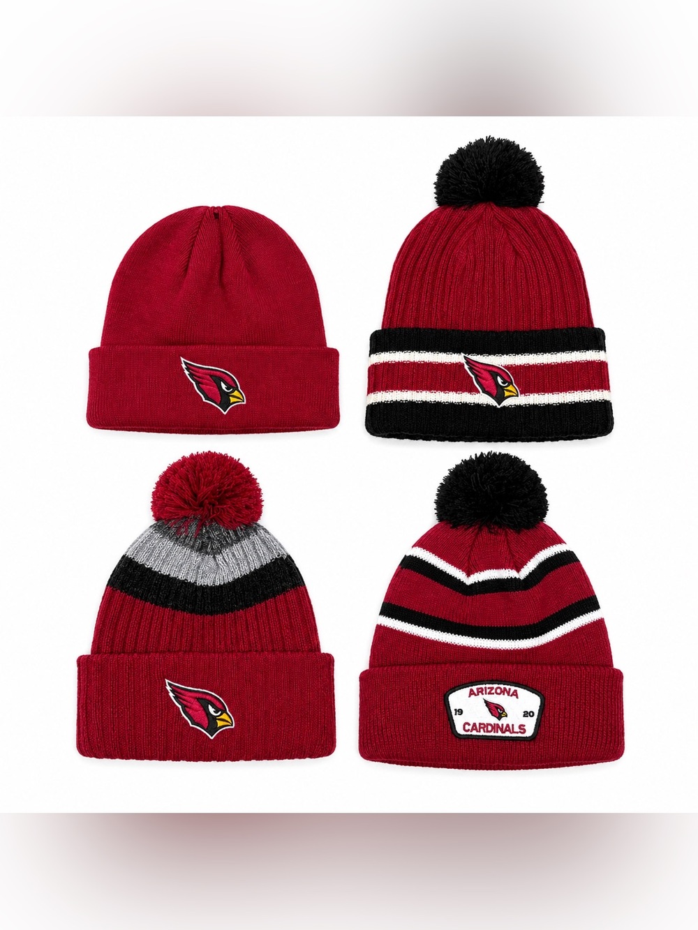 Team Apparel Arizona Cardinals NFL Beanie Hats Lot of 4 Knit Cap